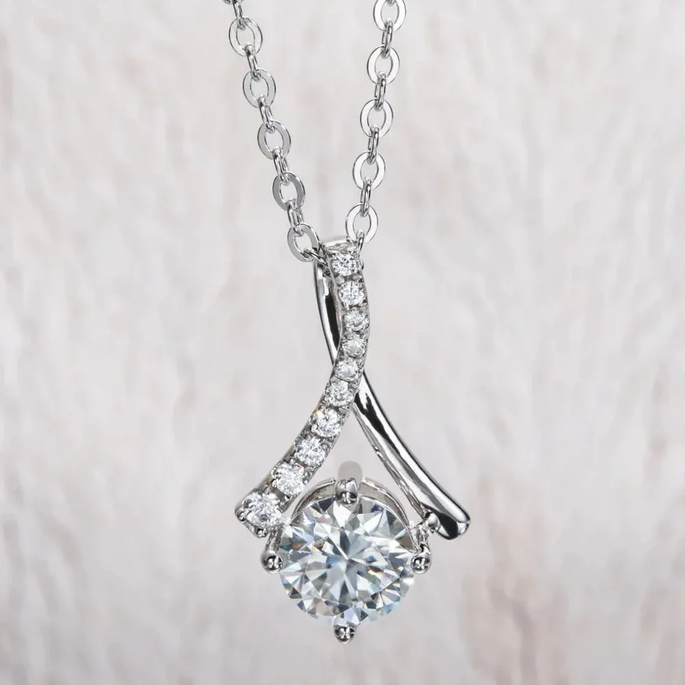 Certified 1ct. t.w. Moissanite Diamond Water Drop Pendant Necklace NEW